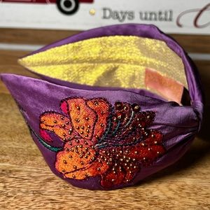 NWTIB Powder Modern Floral Purple Headband-beaded Embroidered *Hard to find!